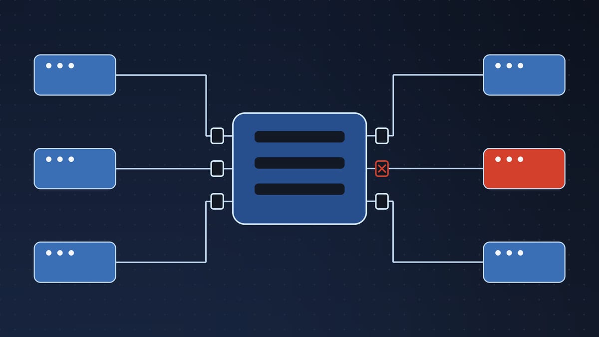 Illustration: a host application with tool servers connected through admission gates, one of them refused.