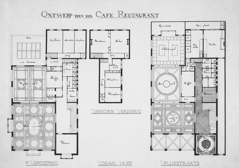 An architectural blueprint drawing